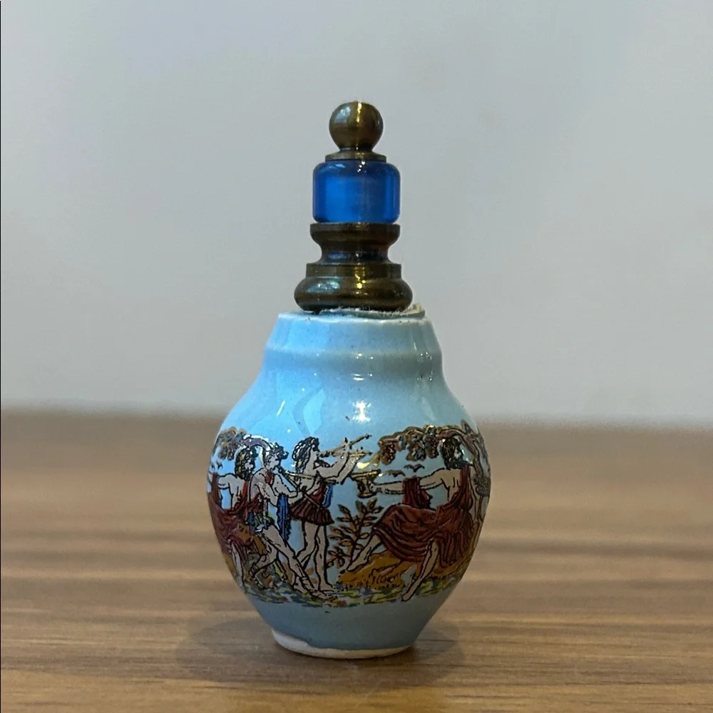 Vintage Miniature Ceramic Perfume Bottle, Greek Motif Decoration EUC - Picture 1 of 9